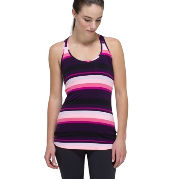Lululemon Cool Racerback Assorted Stripe Bleached Coral Size XS - Picture 2 of 8